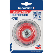 Specialist+ Nerūdijančio plieno suktos vielos šepetys 75 mm. M14, SPECIALIST +