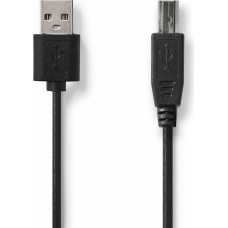 Nedis Printera kabelis USB 2.0 A Male - USB B Male 480 Mbps 2 m, melns