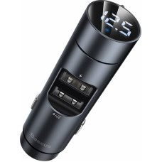 Baseus Auto FM modulators ar Bluetooth 12-24V 2xUSB 3.1A, LED indikators, pelēks