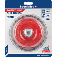 Specialist+ Nerūdijančio plieno suktos vielos šepetys 120 mm. M14, SPECIALIST +