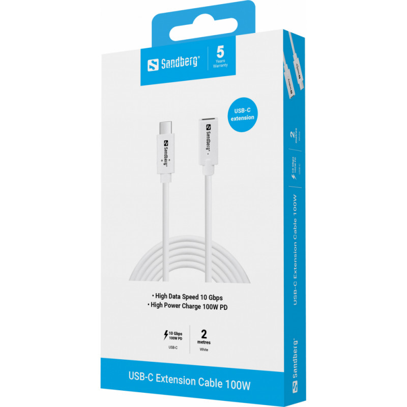 Sandberg 136-55 USB-C>C M-F USB 3.1 100W, 2M