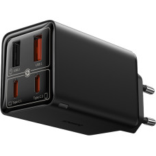 Baseus Sienas ātrais lādētājs GaN6 Pro 65W 2xUSB-A + 2xUSB-C QC PD ar USB-C kabeli 1 m, melns