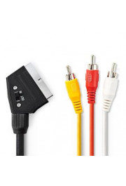 Nedis Kabelis SCART vīrietis - 3x RCA vīrietis, pārslēdzams 2,00 m, melns