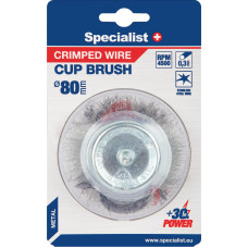 Specialist+ Vielinė šlifavimo taurė, tiesios vielos, su koteliu 80 mm.  SPECIALIST +