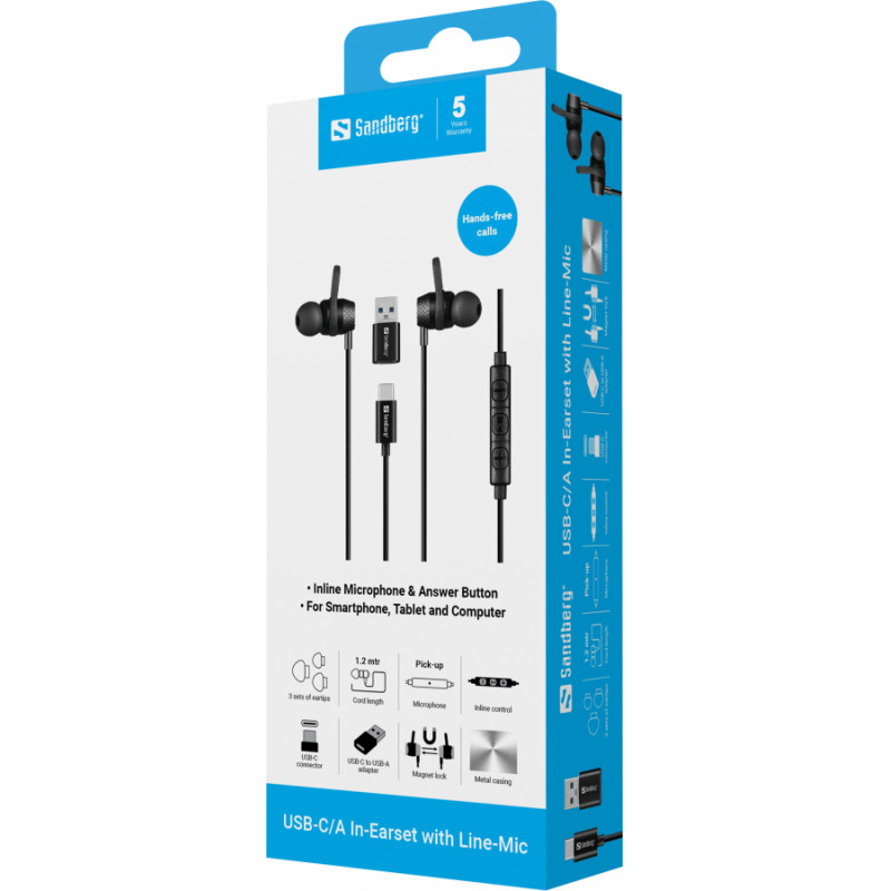 Sandberg 126-50 USB-C/A In-Earset with LineMic