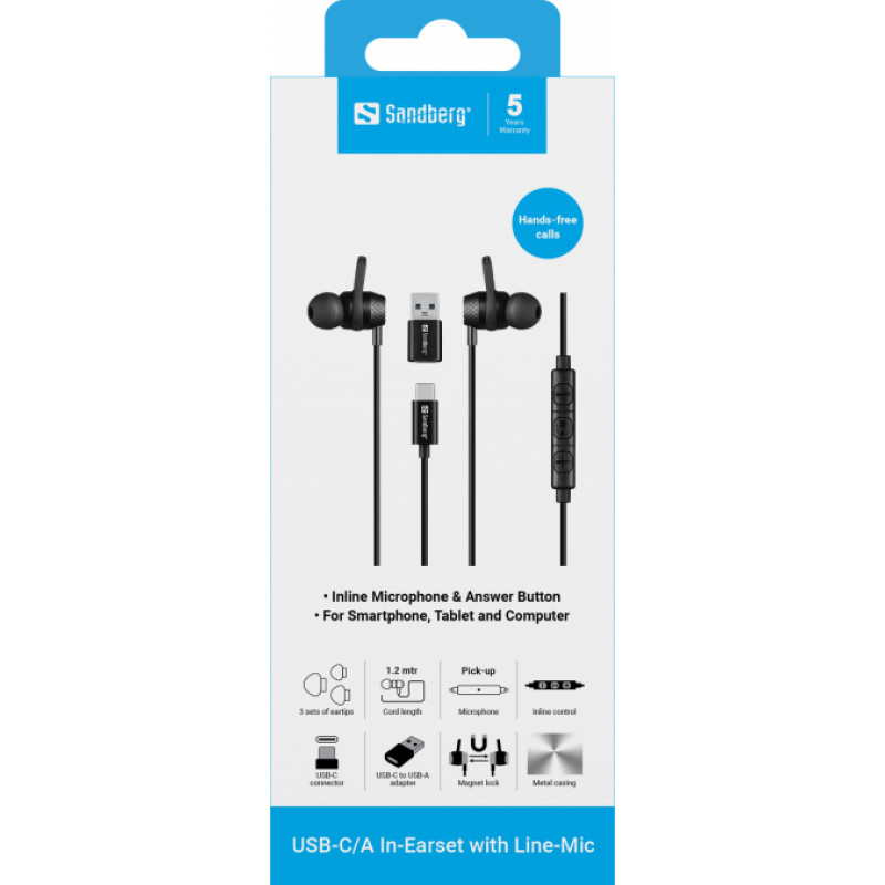 Sandberg 126-50 USB-C/A In-Earset with LineMic