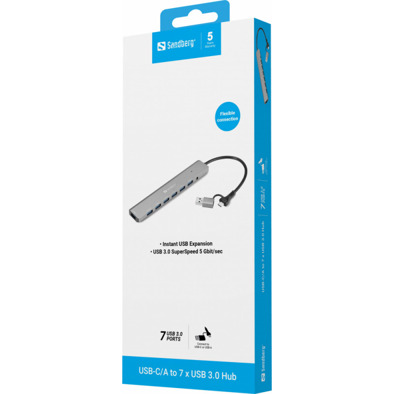 Sandberg 136-66 USB-C/A to 7 x USB 3.0 Hub