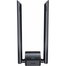 Baseus Wi-Fi USB divjoslu adapteris 2,4GHz 600Mbps + 5GHz 1200Mbps ar ārējo antenu 2x5dBi, melns