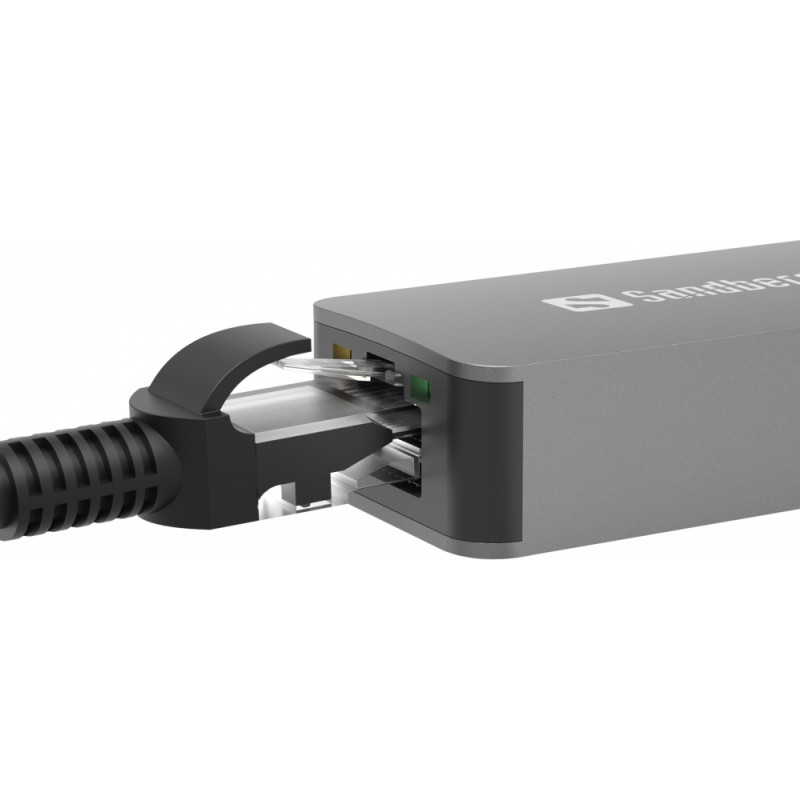 Sandberg 136-68 USB-C/A 2.5 GbE RJ45 Adapter, 2.5 Gigabit Ethernet on USB-C