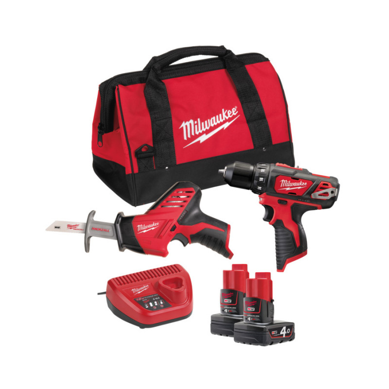 Milwaukee  12 V kompaktās urbjmašīnas/skrūvgrieža un zobenzāģa komplekts  M12™BPP2C-402B (2x4,0 Ah)