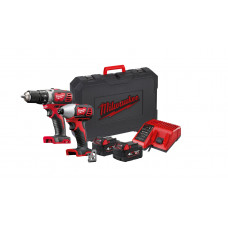 Milwaukee M18™ 18 V 2-instrumentu komplekts BPP2D-402C  (2x4,0 Ah)